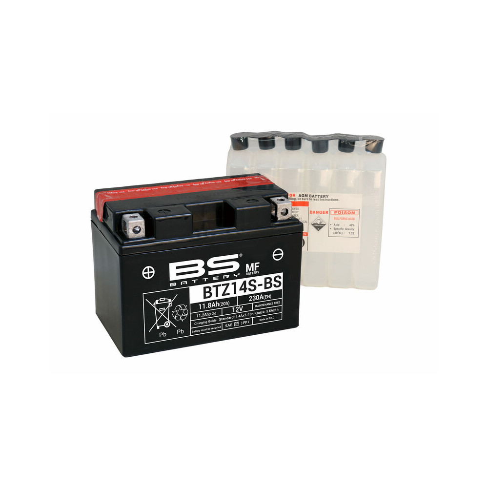 BS BATTERY maintenance-free battery with acid pack - BTZ14S-BS