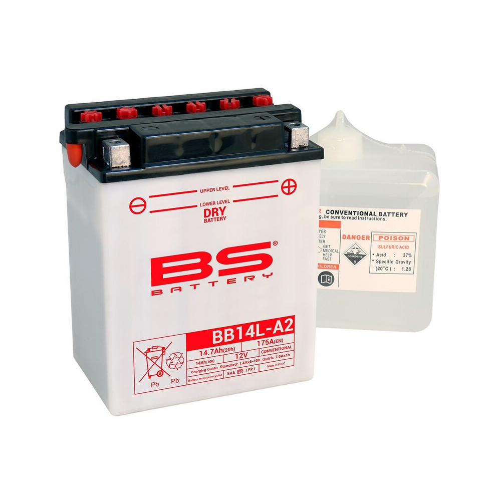 Batterie BS BATTERY Haute-performance avec pack acide - BB14L-A2