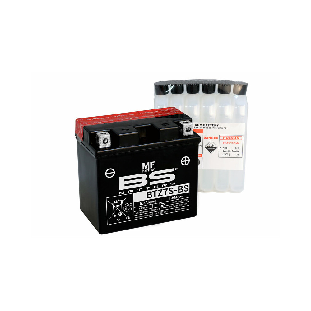 Batterie BS BATTERY sans entretien avec pack acide - BTZ7S-BS