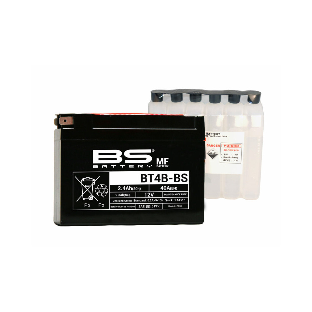 Batterie BS BATTERY sans entretien avec pack acide - BT4B-BS