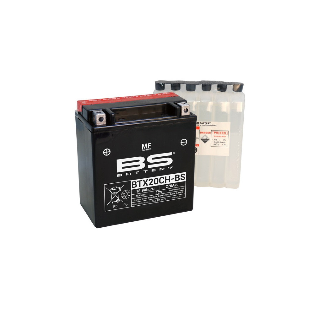 Batterie BS BATTERY sans entretien avec pack acide - BTX20CH-BS