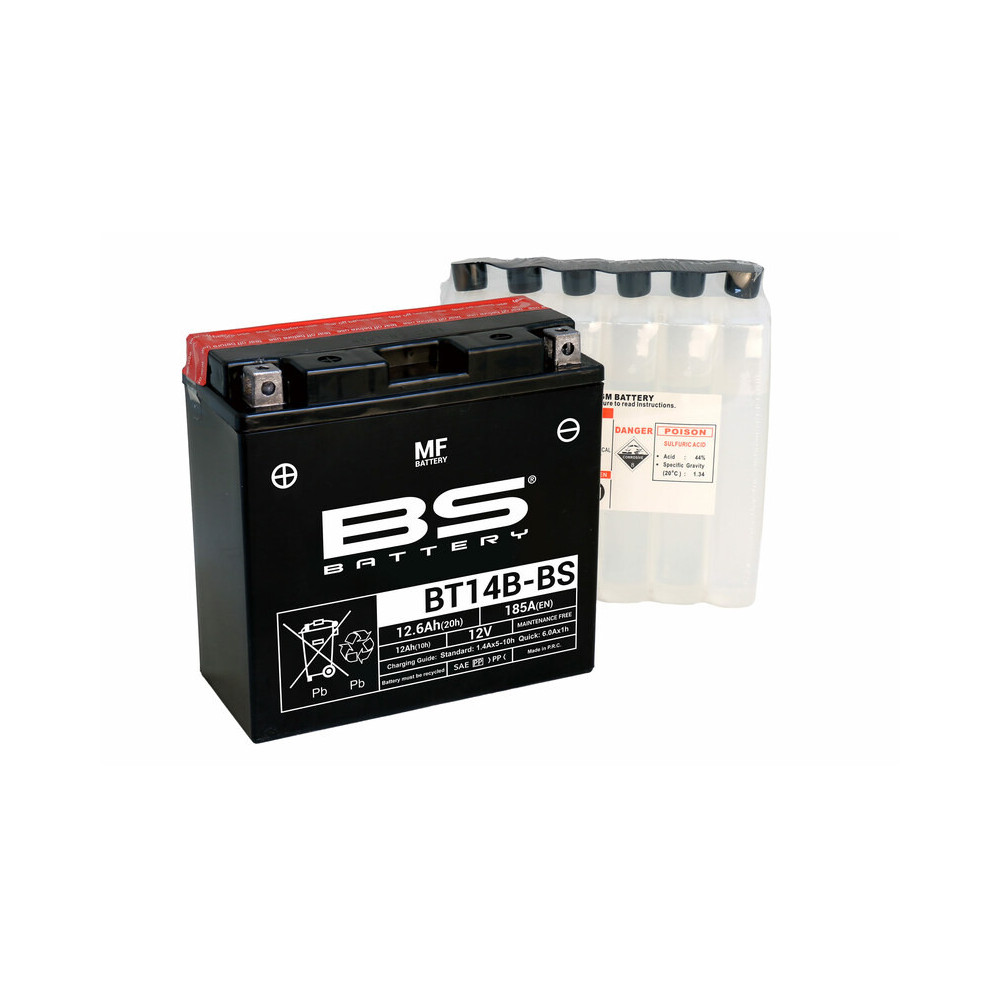 Batterie BS BATTERY sans entretien avec pack acide - BT14B-BS