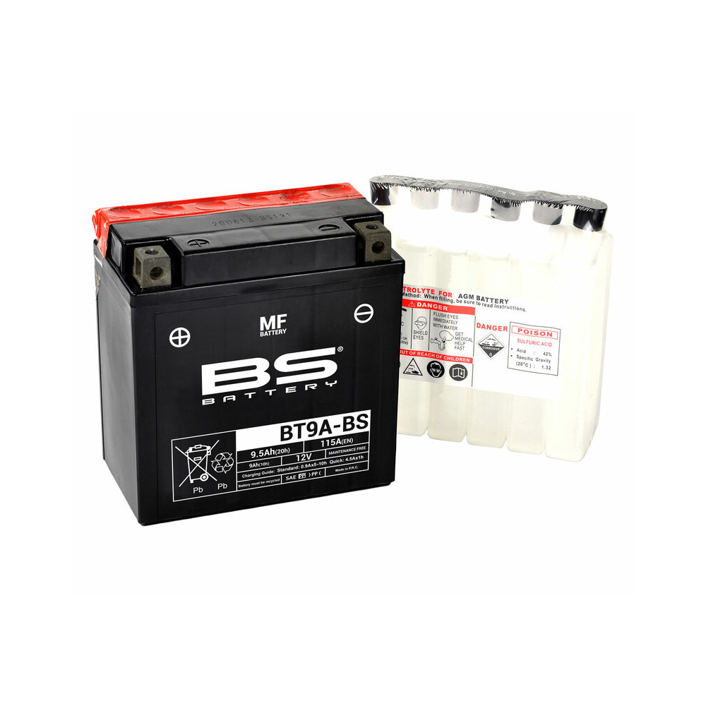 Batterie BS BATTERY sans entretien avec pack acide - BT9A-BS