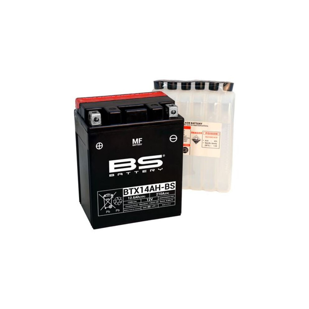 Batterie BS BATTERY sans entretien avec pack acide - BTX14AH-BS