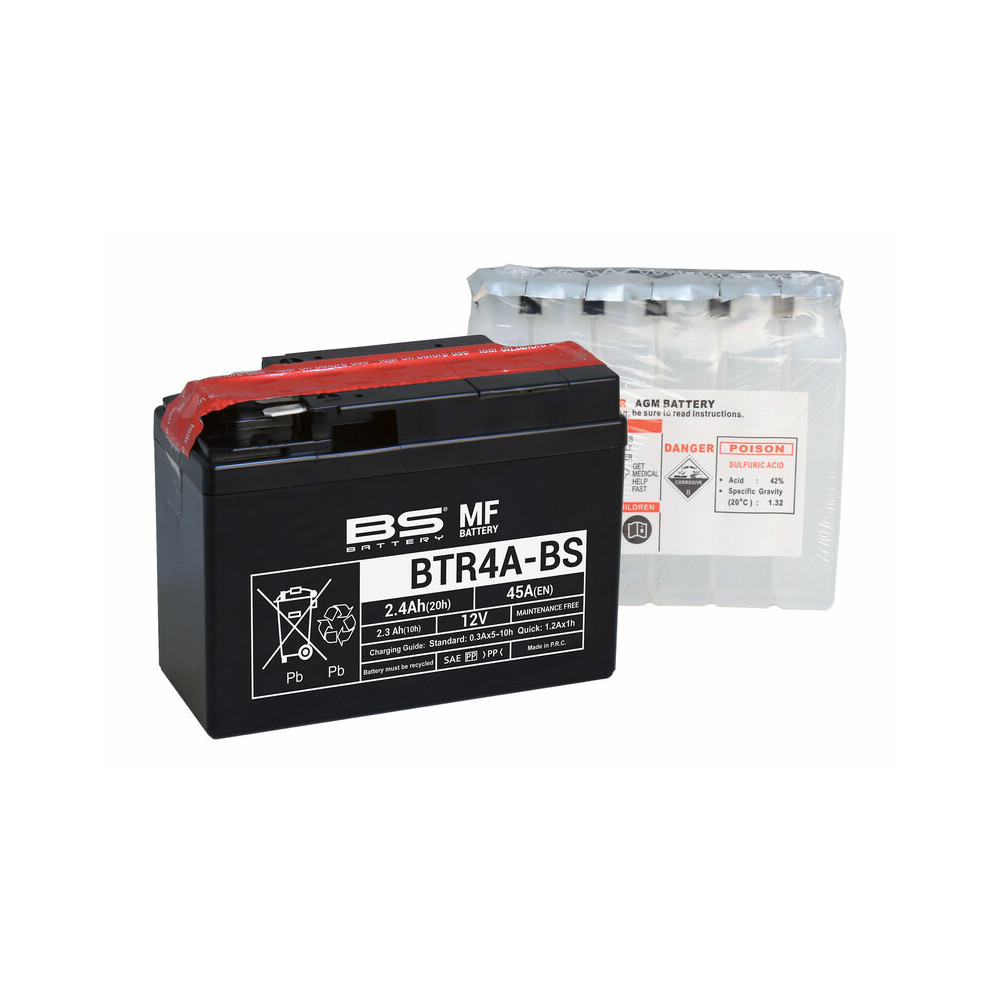 Batterie BS BATTERY sans entretien avec pack acide - BTR4A-BS