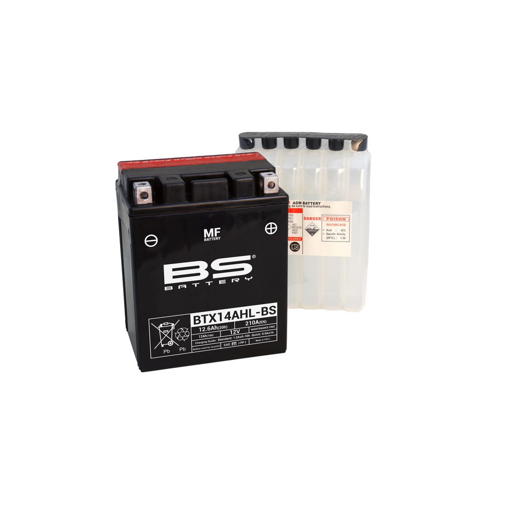Batterie BS BATTERY sans entretien avec pack acide - BTX14AHL-BS