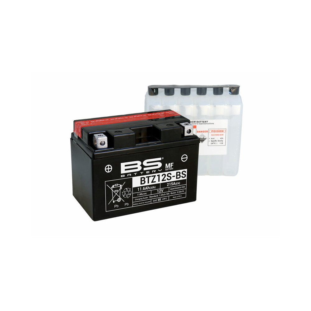 Batterie BS BATTERY sans entretien avec pack acide - BTZ12S-BS