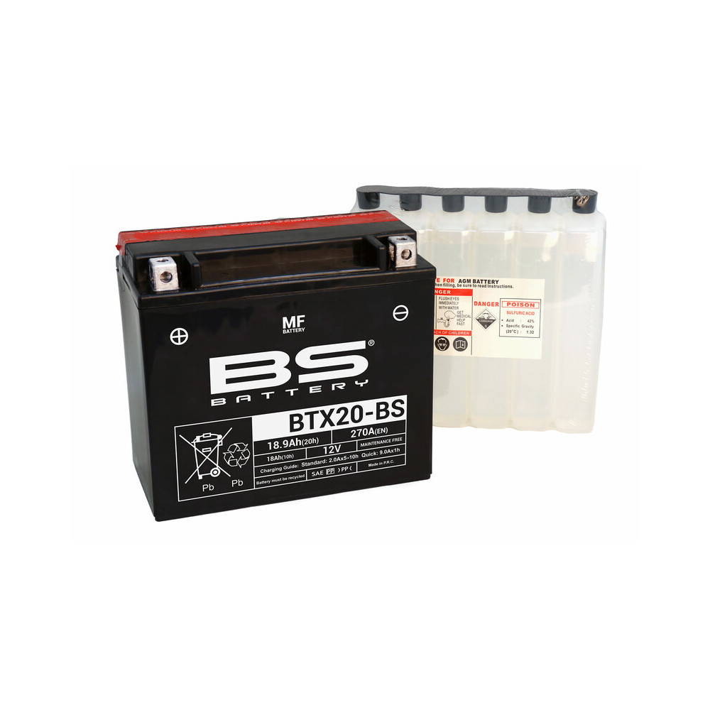 Batterie BS BATTERY sans entretien avec pack acide - BTX20-BS
