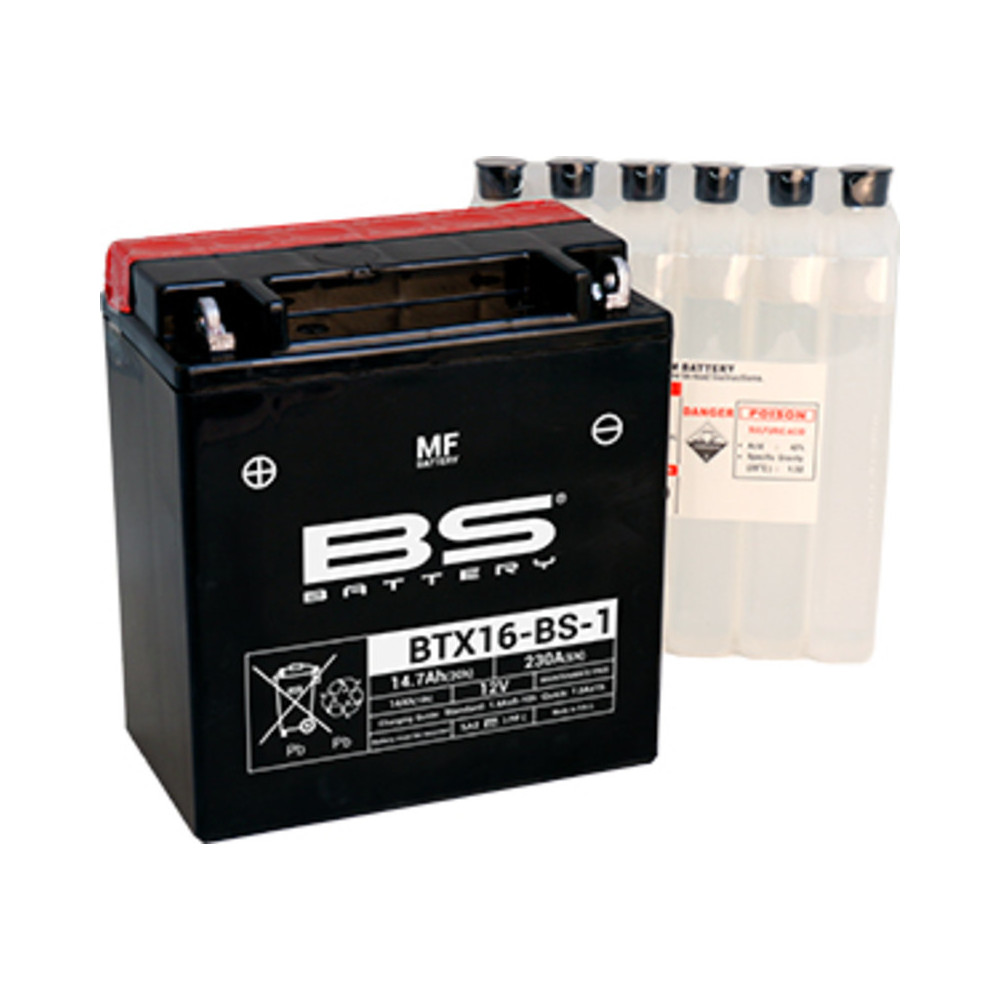 Batterie BS BATTERY sans entretien livrée avec pack acide - BTX16-BS-1