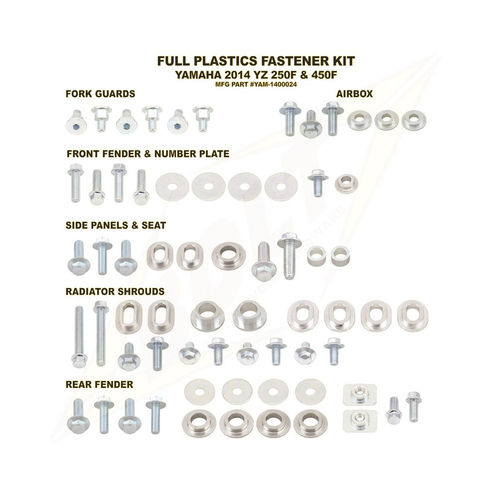 Kit vis complet de plastiques Bolt Yamaha YZ250/450-F