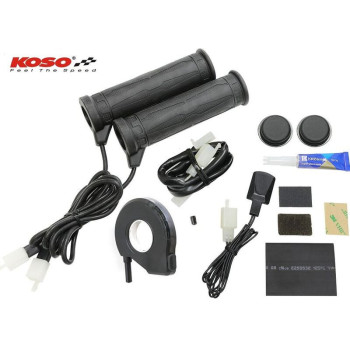 Poignées chauffantes quad KOSO Ø22mm + pouce chauffant pour la gâchette