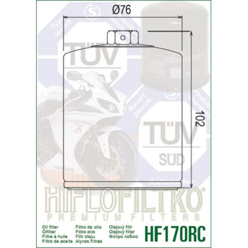 HIFLOFILTRO Performance oil filter, gloss black - HF170BRC