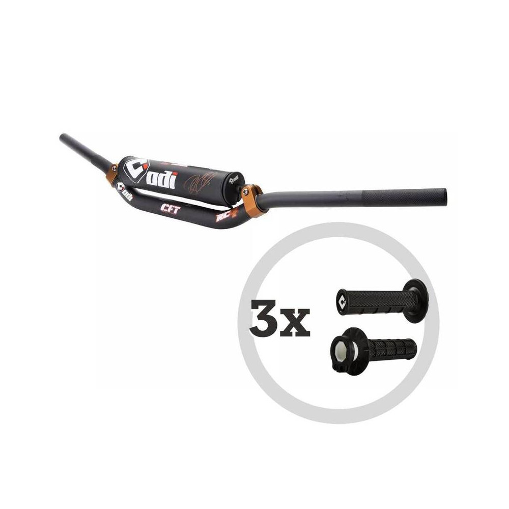 Kit guidon ODI CFT Podium MX + 3 paires de revêtements MX V2 Lock-On semi-gaufrés