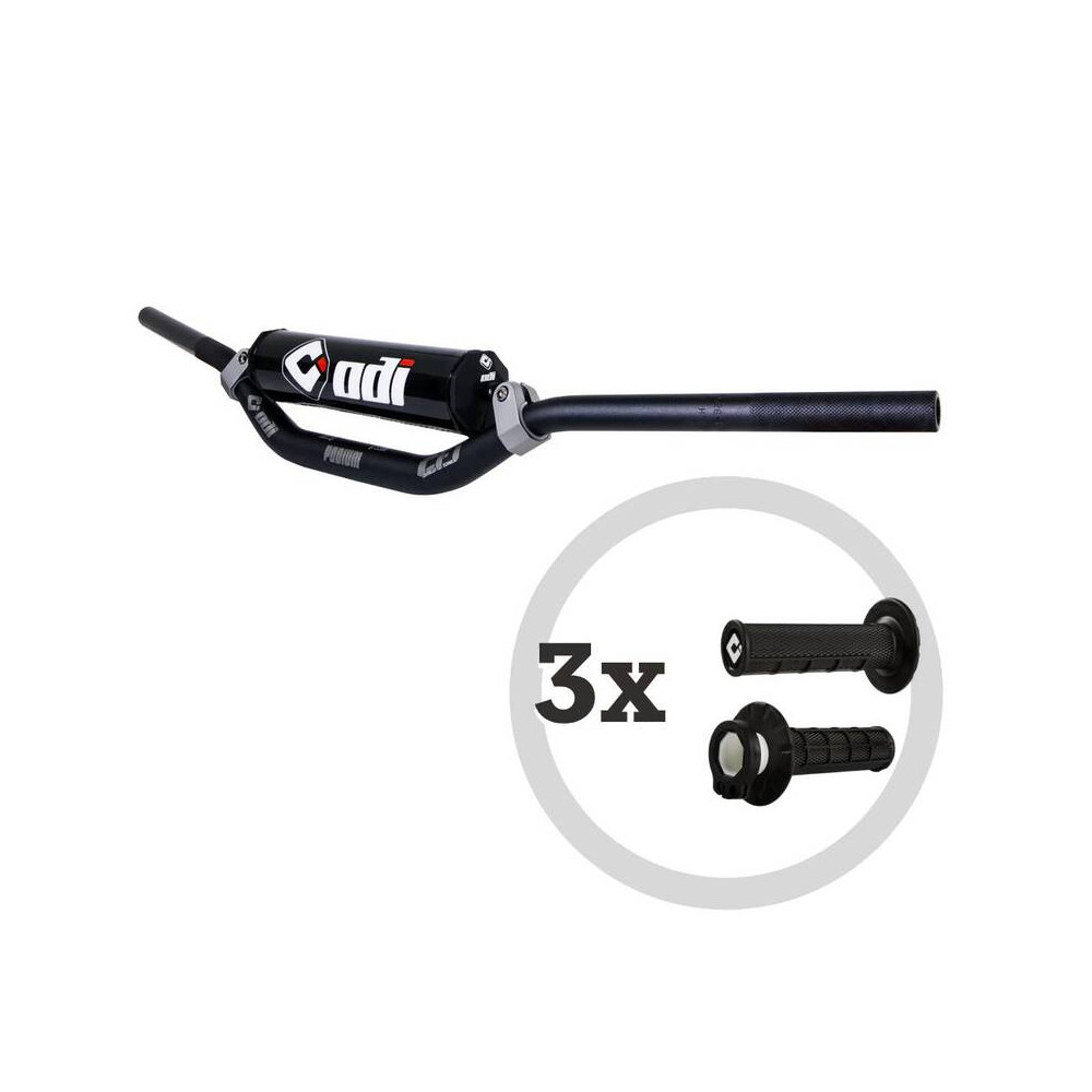 Kit guidon ODI CFT Podium MX + 3 paires de revêtements MX V2 Lock-On semi-gaufrés
