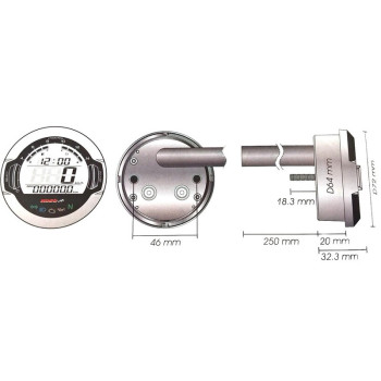 D64 DL-03S (black) speedometer + tachometer +indicator lights (display LCD)