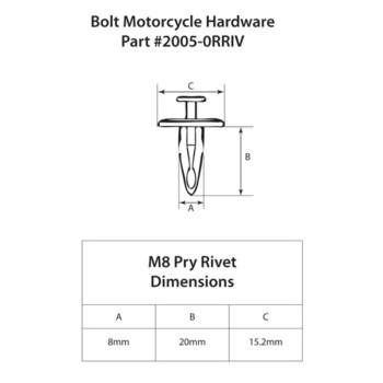 Rivets plastique M8 BOLT 10 pièces