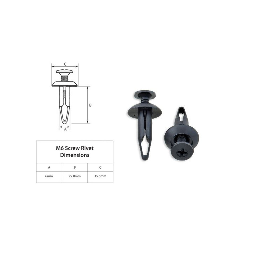Rivets plastique M6 BOLT 10 pièces