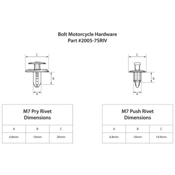 Rivets plastique M7 BOLT 10 pièces