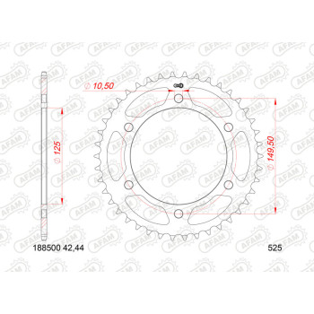 Couronne AFAM 44 dents acier pas 5205 type 188500