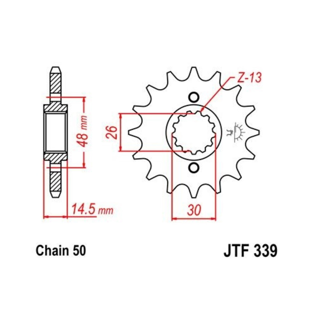 Pignon JT SPROCKETS acier anti-bruit 339 - 530