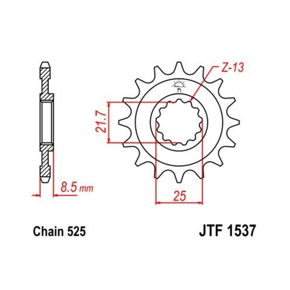 Pignon JT SPROCKETS acier anti-bruit 1537 - 525
