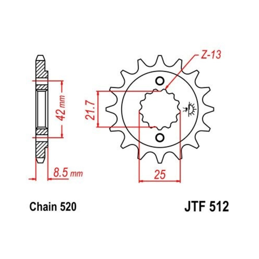 Pignon JT SPROCKETS acier anti-bruit 512 - 520