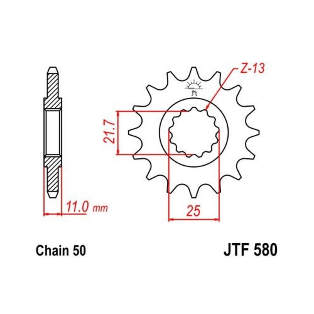 Pignon JT SPROCKETS acier anti-bruit 580 - 530
