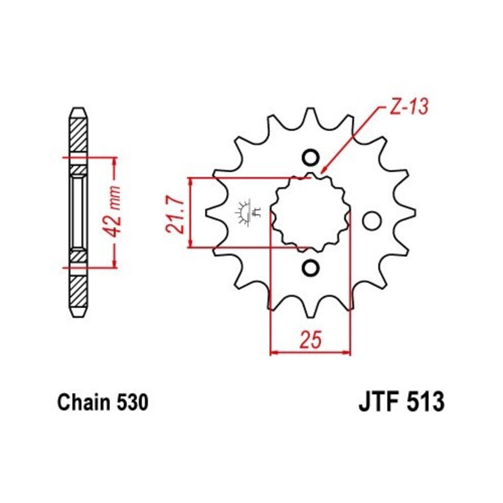 Pignon JT SPROCKETS acier anti-bruit 513 - 530
