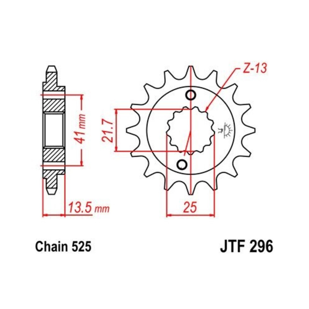 Pignon JT SPROCKETS acier anti-bruit 296 - 525