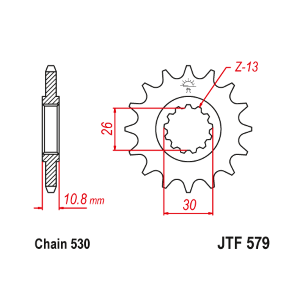 Pignon JT SPROCKETS acier anti-bruit 579 - 530