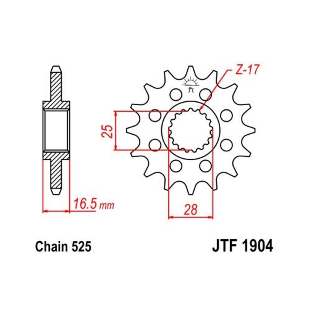 Pignon JT SPROCKETS acier anti-bruit 1904 - 525