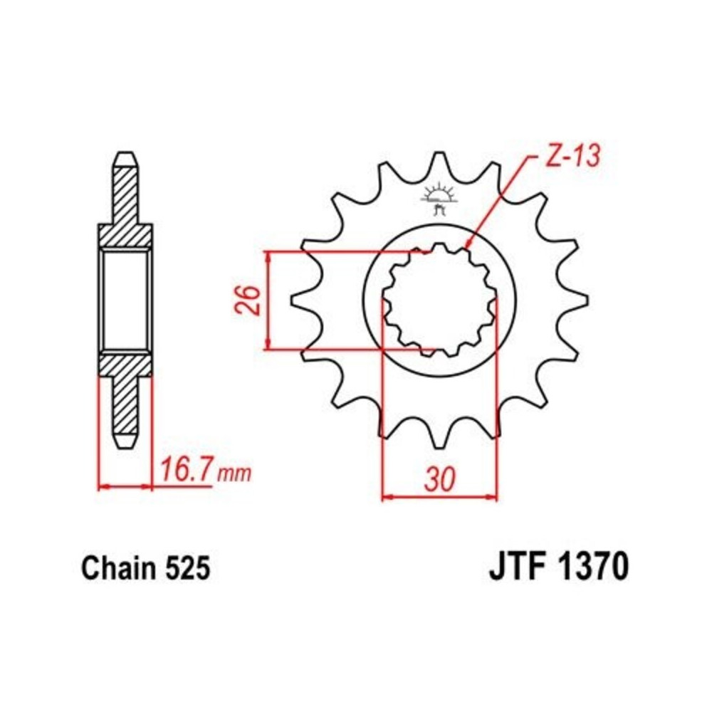 Pignon JT SPROCKETS acier anti-bruit 1370 - 525