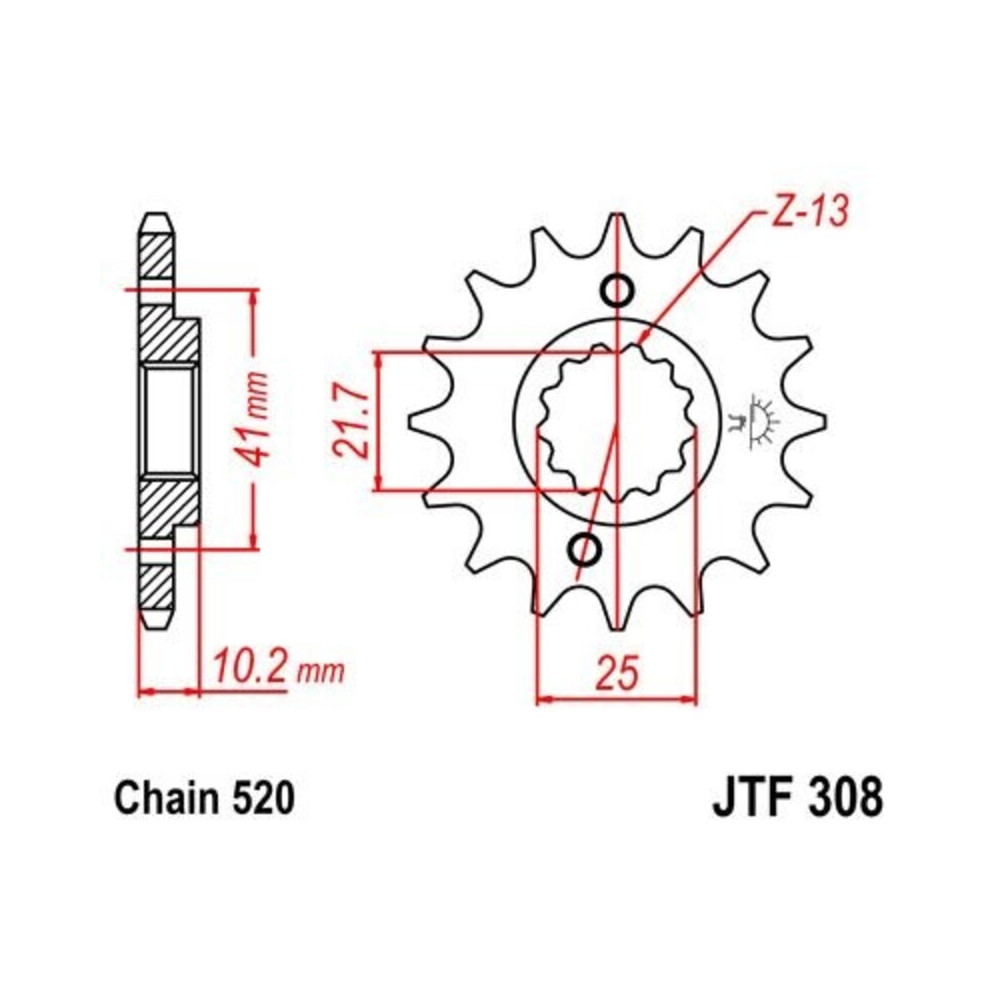 Pignon JT SPROCKETS acier anti-bruit 308 - 520