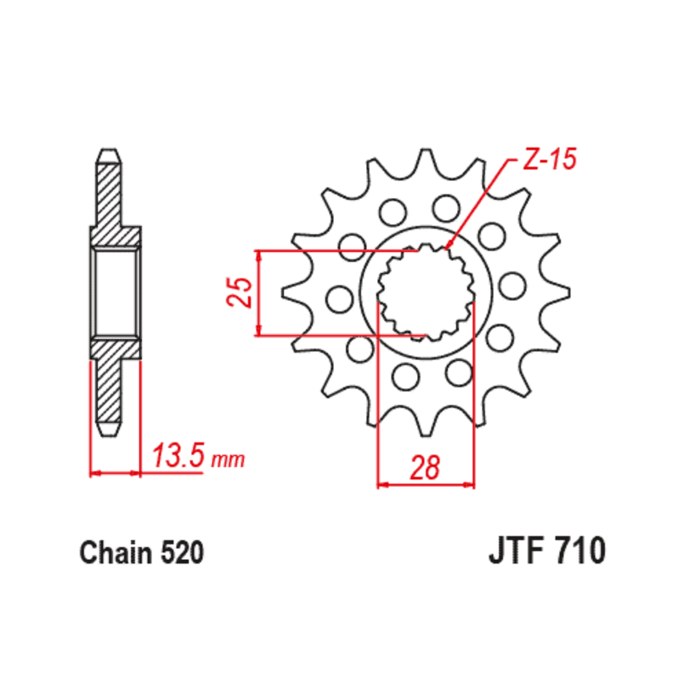 Pignon JT SPROCKETS acier anti-bruit 710 - 520