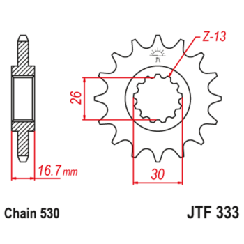 Pignon JT SPROCKETS acier anti-bruit 333 - 530