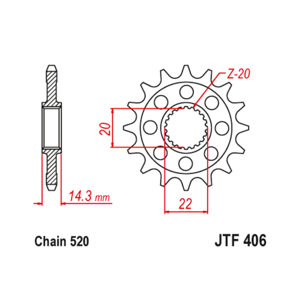 Pignon JT SPROCKETS acier anti-bruit 406 - 520