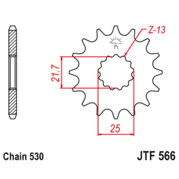 Pignon JT SPROCKETS acier anti-bruit 566 - 530