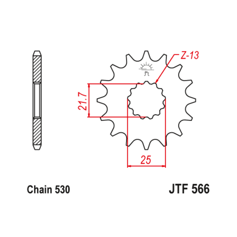 Pignon JT SPROCKETS acier anti-bruit 566 - 530