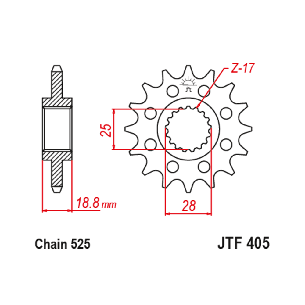 Pignon JT SPROCKETS acier anti-bruit 405 - 525