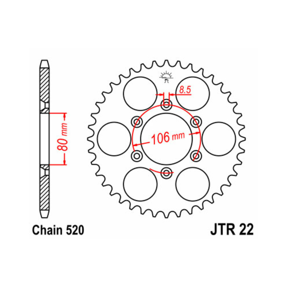 Couronne JT SPROCKETS acier standard 22 - 520