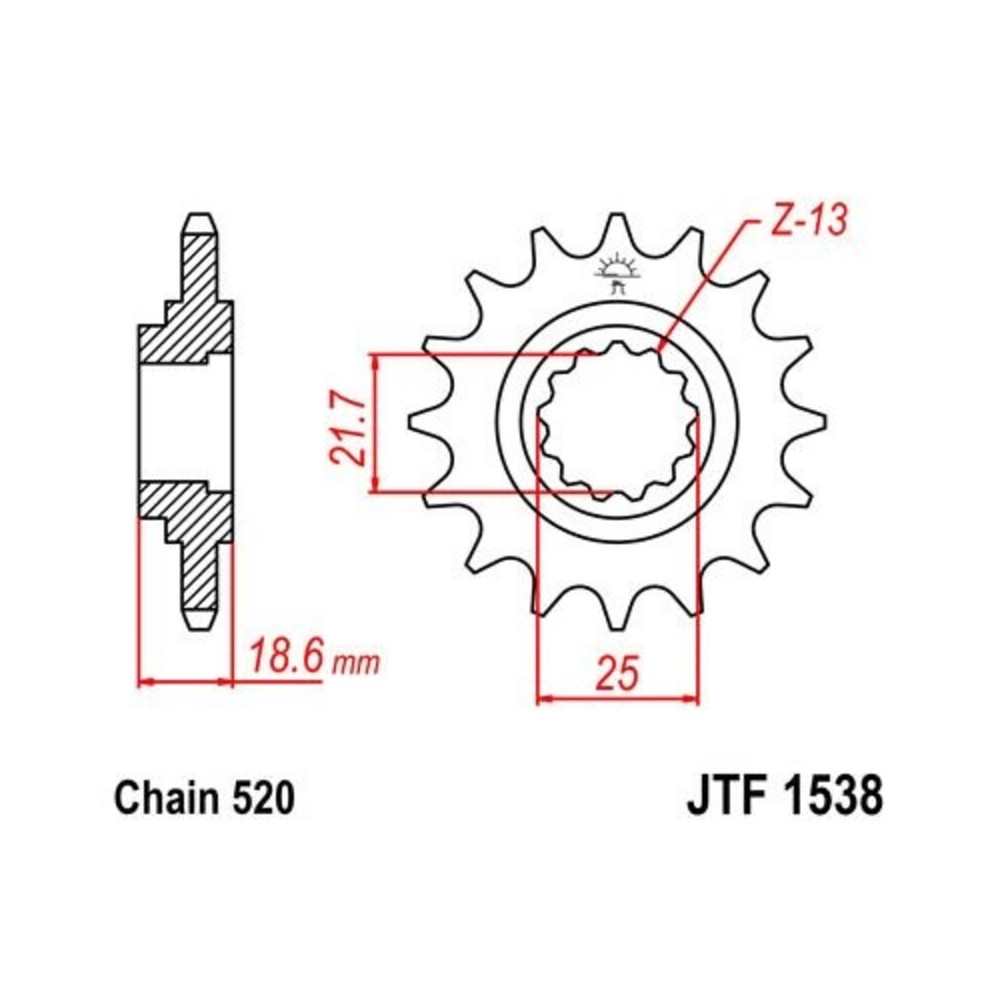 Pignon JT SPROCKETS acier anti-bruit 1538 - 520