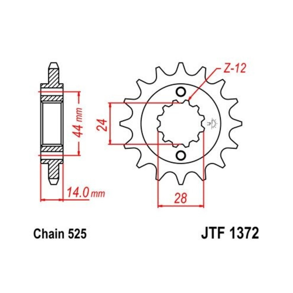 Pignon JT SPROCKETS acier anti-bruit 1372 - 525