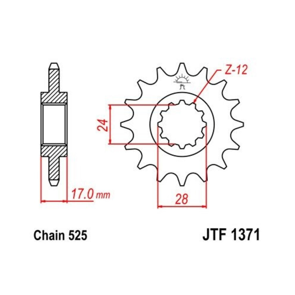 Pignon JT SPROCKETS acier anti-bruit 1371 - 525