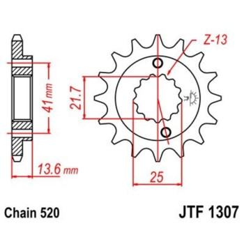 Pignon JT SPROCKETS acier anti-bruit 1307 - 520