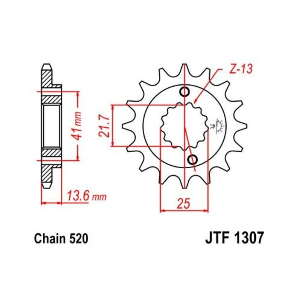 Pignon JT SPROCKETS acier anti-bruit 1307 - 520