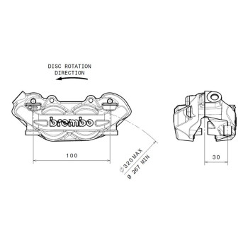 Etrier de frein avant gauche BREMBO P4 titanium Ø32mm