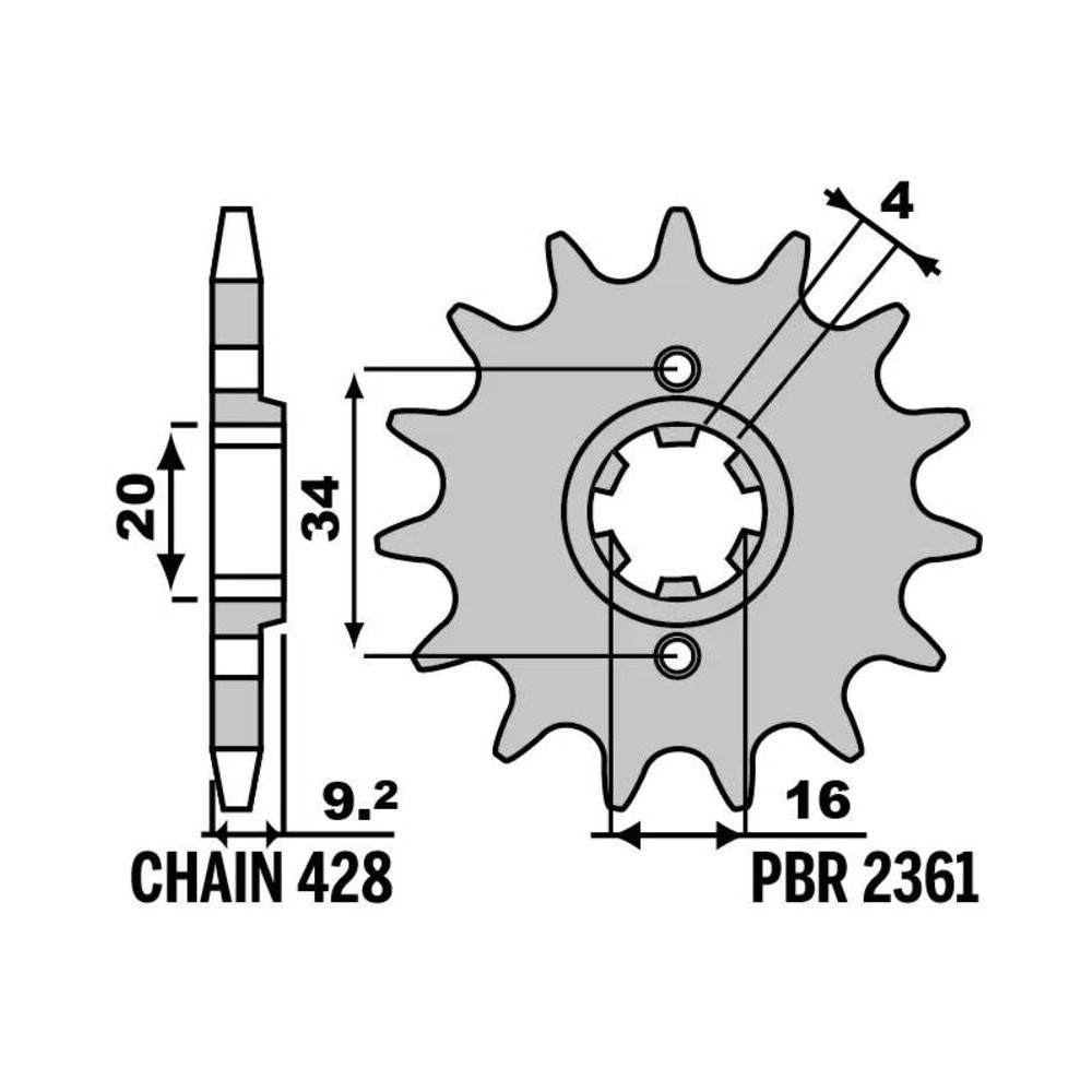 Pignon PBR acier standard 2361 - 428