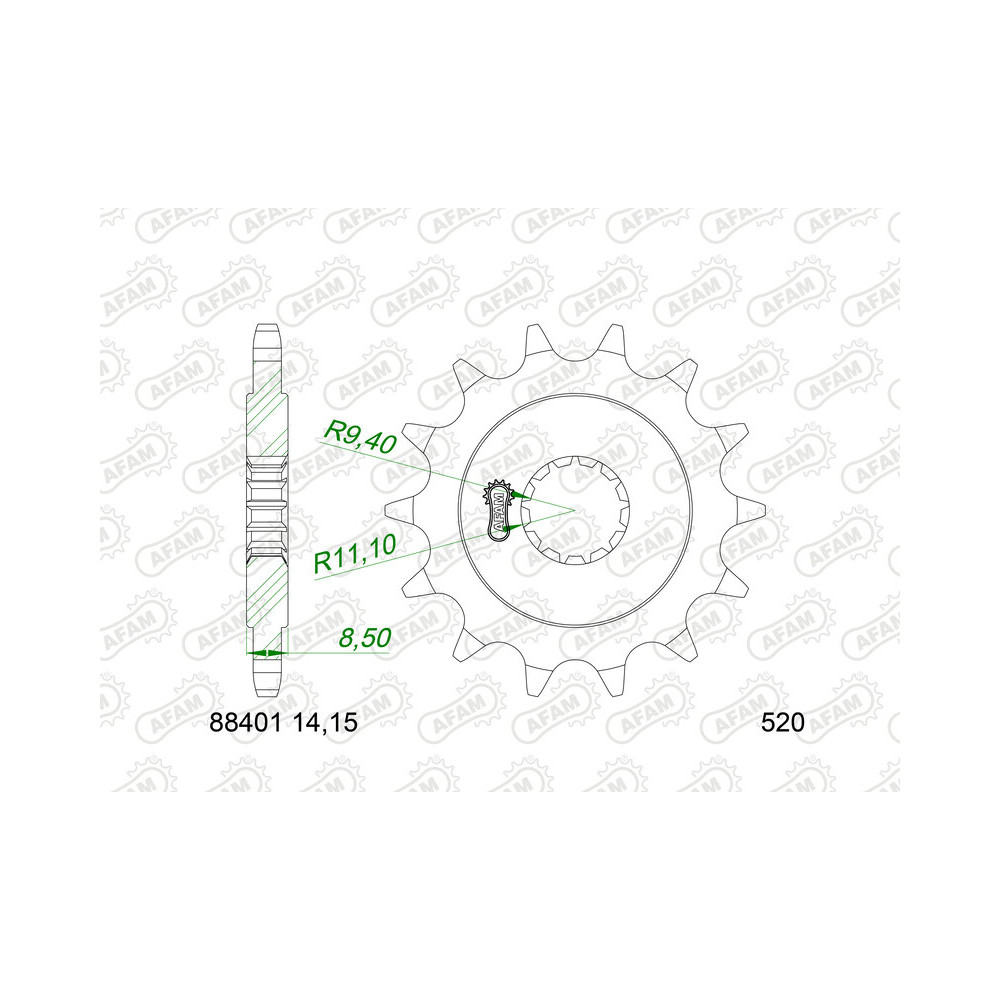 Pignon AFAM acier standard 88401 - 520