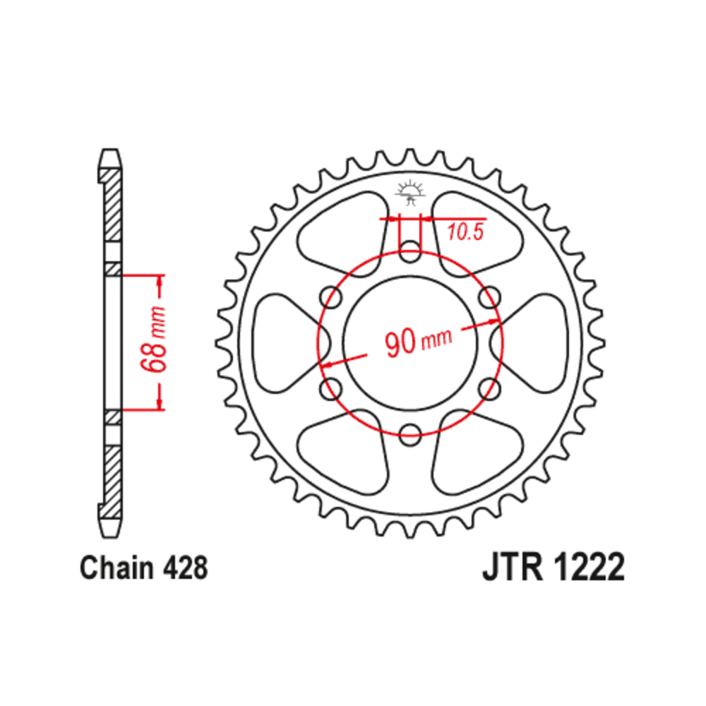 Couronne JT SPROCKETS acier standard 1222 - 428