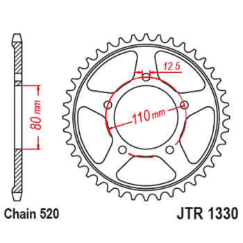 Couronne JT SPROCKETS acier standard 1330 - 520
